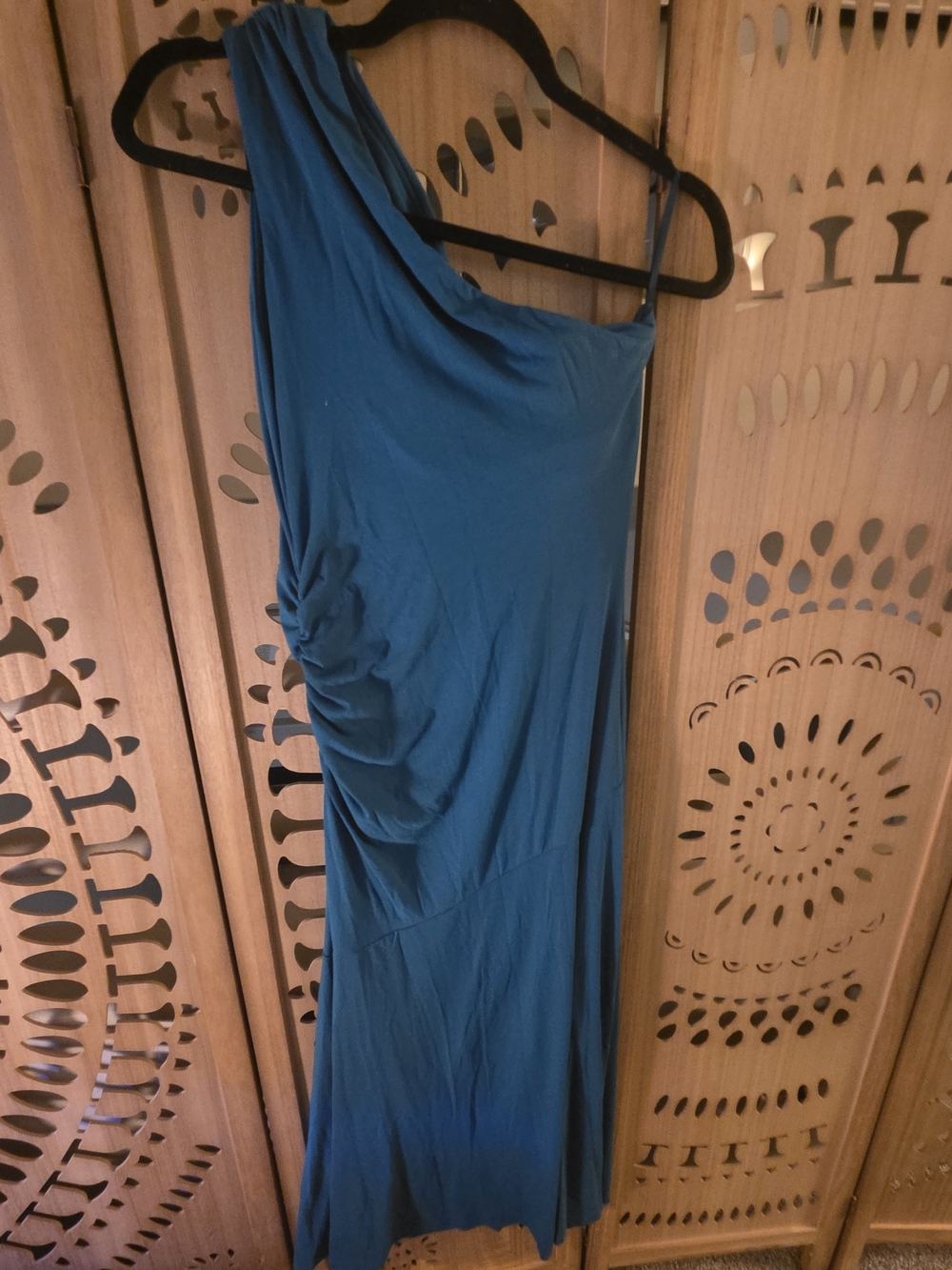 OGL One-Shoulder Teal Dress - Picture 4 of 6